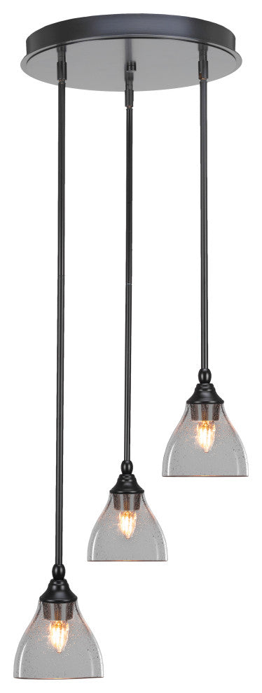 Empire 3-Light Cluster Pendalier, Matte Black/Clear Bubble