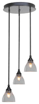 Empire 3-Light Cluster Pendalier, Matte Black/Clear Bubble