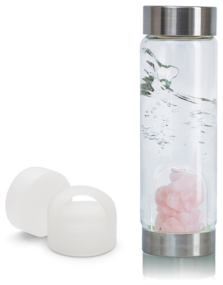 Water Bottle, VitaJuwel ViA Gemwater Bottle, White Loop Caps, Love Old