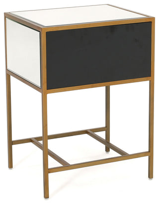 GDF Studio Essa Mirrored Gold Single Drawer Side Table