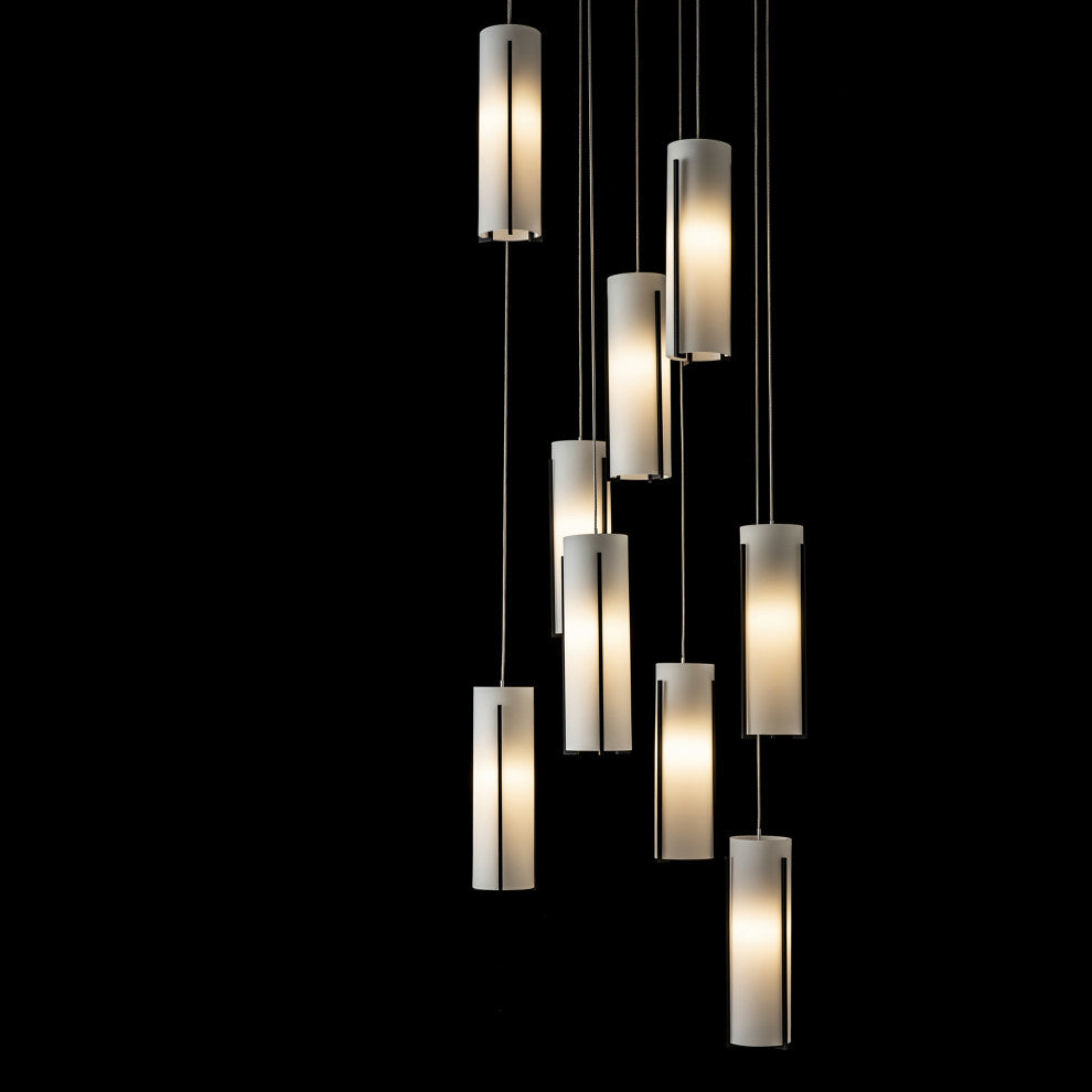 Exos 9-Light Round Pendant, Black Finish, Opal Glass, Standard Overall Height
