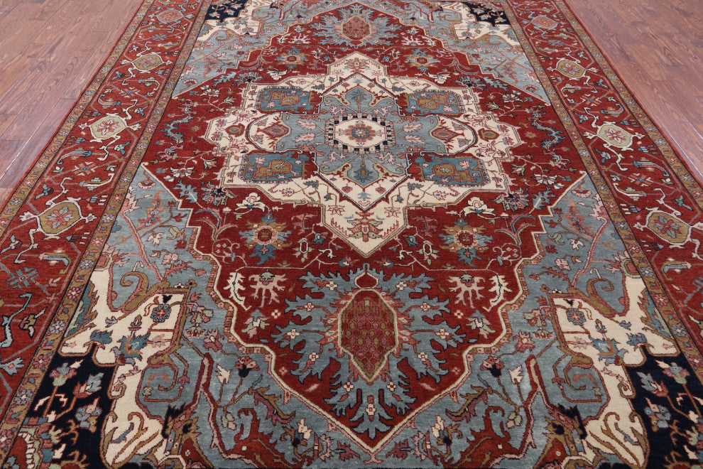 8' 10" X 12' 0" Persian Fine Serapi Hand Knotted Wool Rug - Q14701