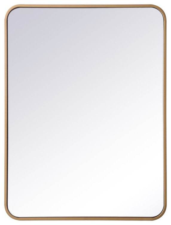 Elegant Decor MR802432BR Soft Corner Metal Rectangular Mirror, 24"x32"