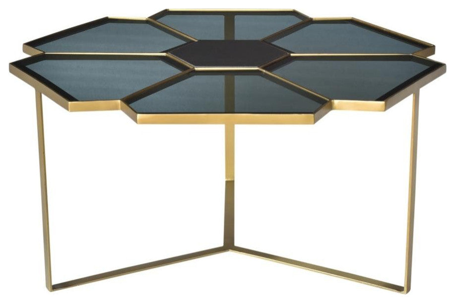 Geometric Floral Glass Coffee Table