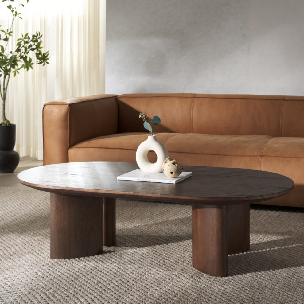 Safavieh Couture Barnard Oval Wood Coffee Table, Walnut