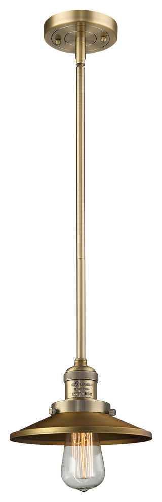 Railroad 1-Light LED Mini Pendant, Brushed Brass