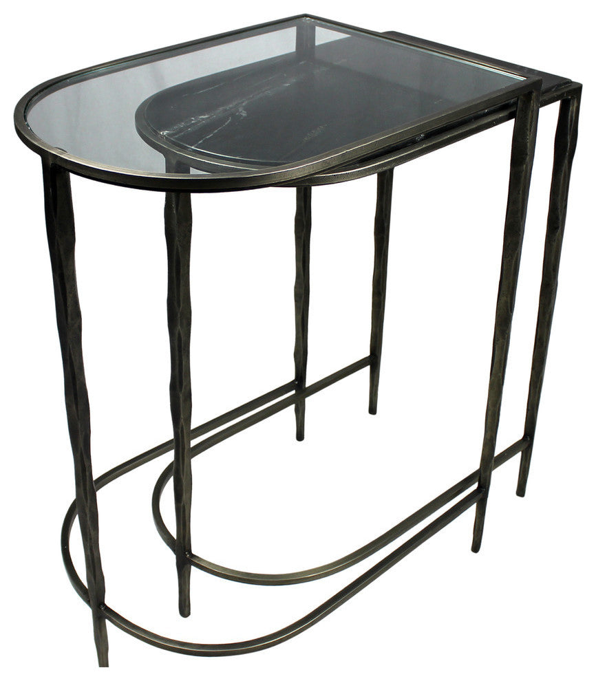 Harrison Nesting Console Tables (Glass and Marble Tops)