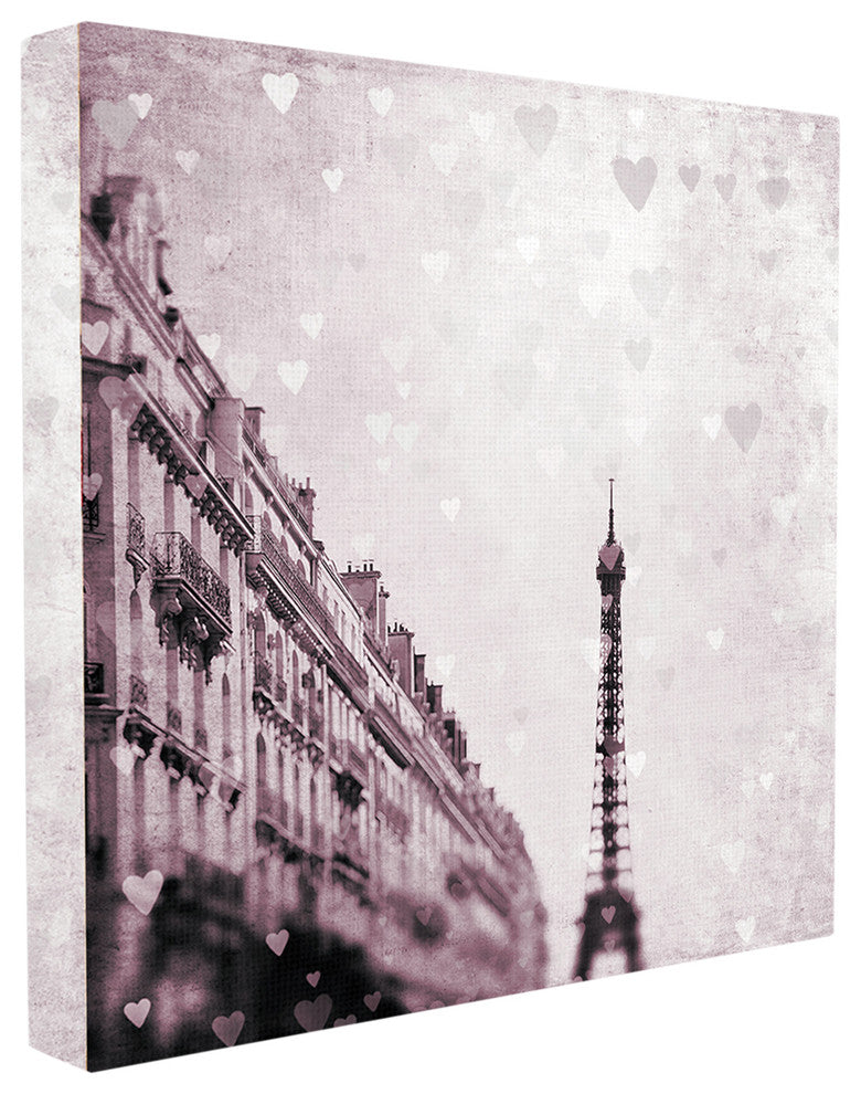 "Paris Heart Storm" Stretched Canvas Wall Art
