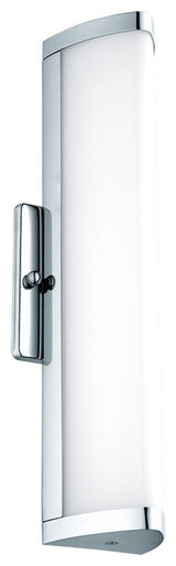 1x8W LED Vanity Wall Light, Chrome Finish and White Plastic Cover