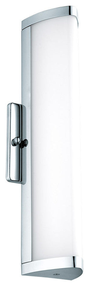 1x8W LED Vanity Wall Light, Chrome Finish and White Plastic Cover