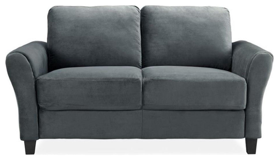 LifeStyle Solutions Transitional 2 Piece Sofa and Loveseat Set in Dark Gray