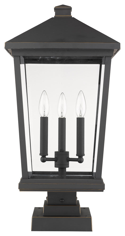 Z-Lite 3 Light Outdoor Pier Mounted Fixture Oil Rubbed Bronze 568PHXLS-SQPM-ORB