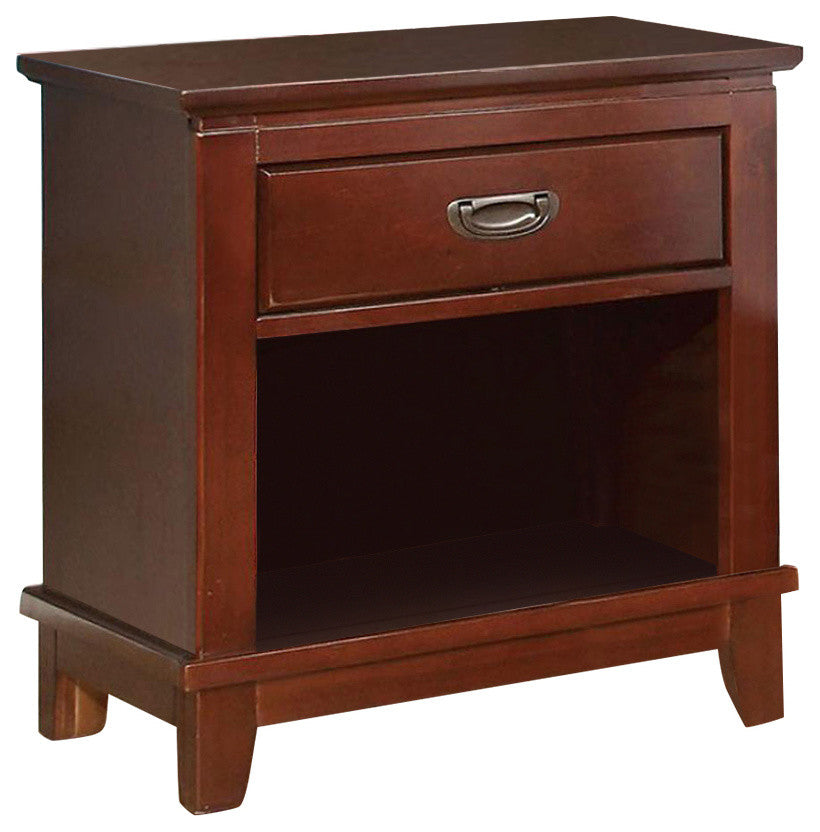 Colin Transitional Style Night Stand, Cherry Finish