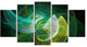 Green Mystic Psychedelic Texture, Contemporary Art on Canvas, 60"x32", 5 Panels