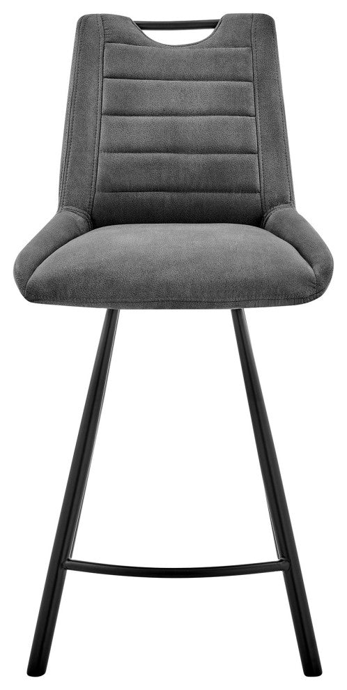 30" Black Fabric and Black Metal Bar Stool