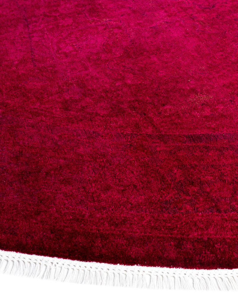 Overdyed One-of-a-Kind Hand-Knotted Area Rug Red, 7' 1" x 7' 1"