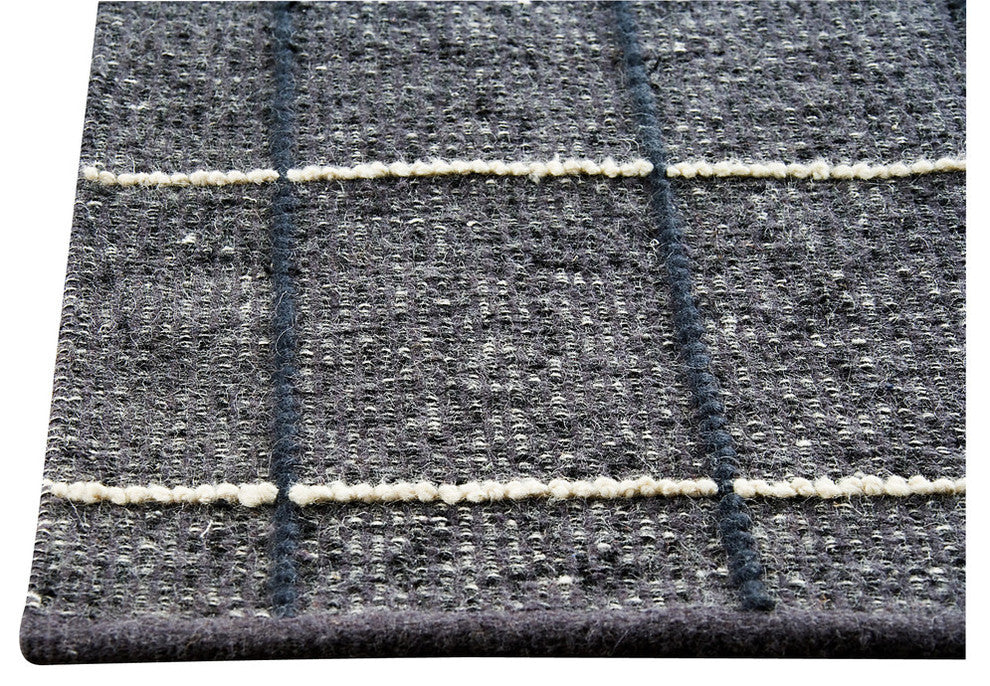 Hand Woven Charcoal Wool Area Rug, 4''6"X6''6"
