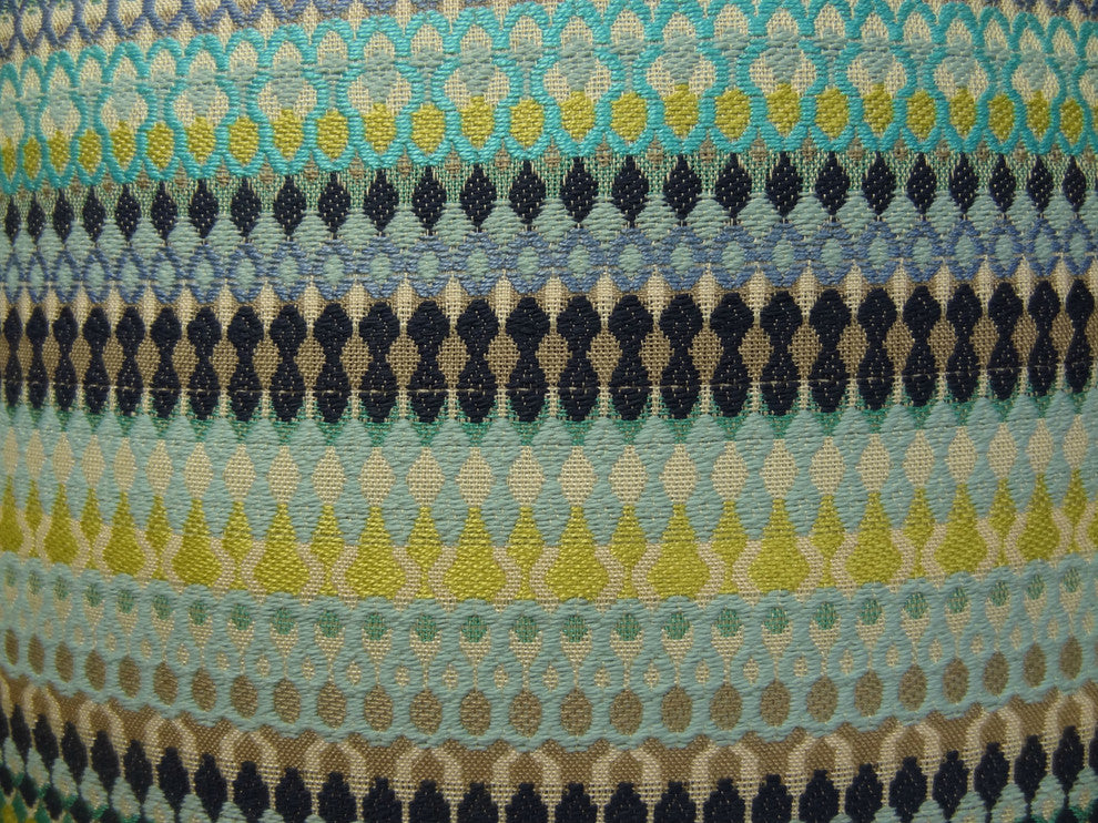 Lake Marsh Turquoise Yellow and Navy Handmade Luxury Pillow, 26"x26"