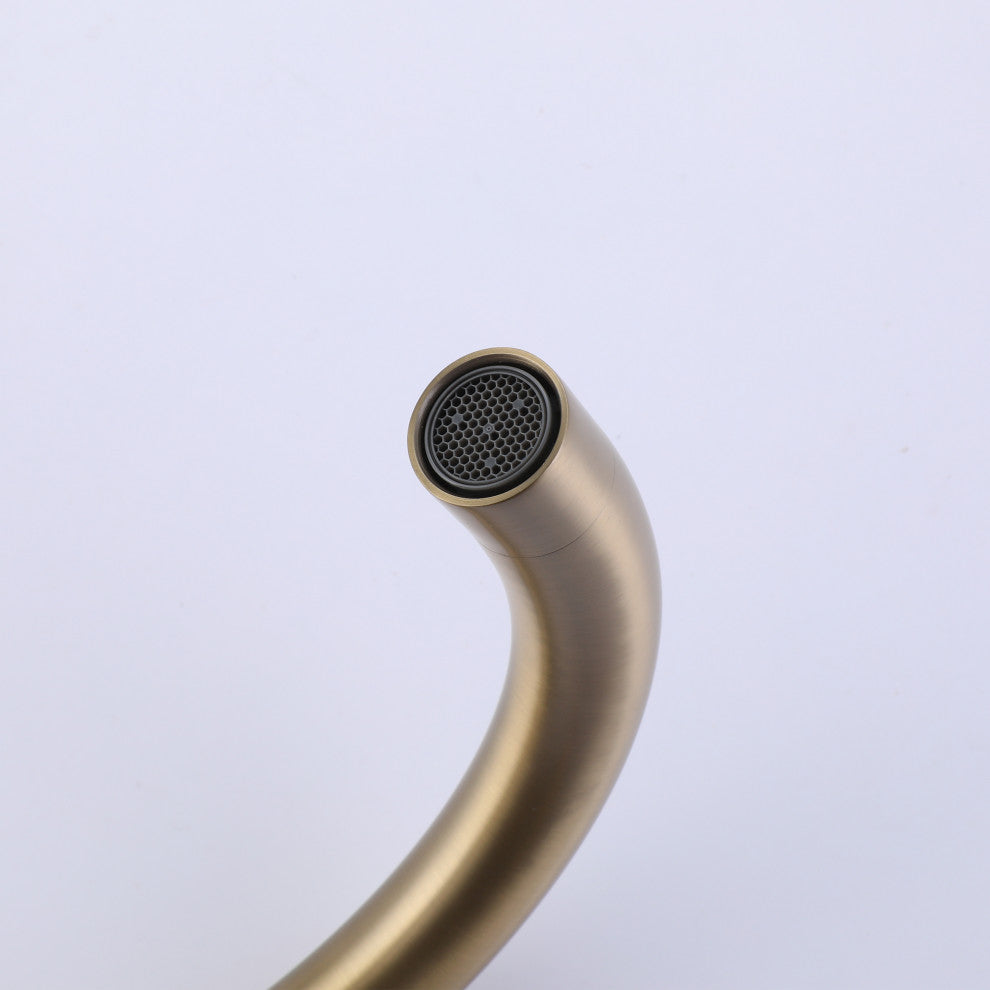 Deck Mounted Dual Handles Widespread Bathroom Faucet, Brushed Gold