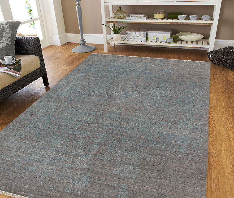 Pearl Area Rug, Silver Sand and Blue, 8' x 10', Persian