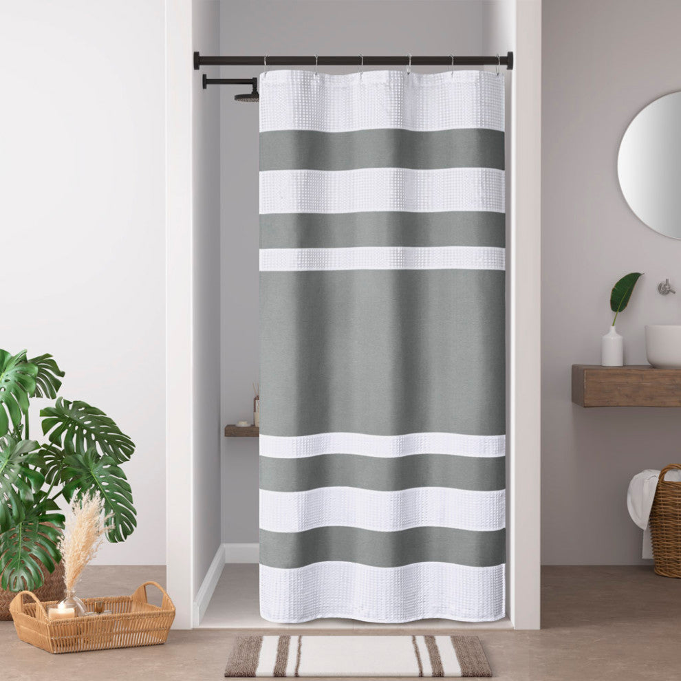 Madison Park Spa Waffle Shower Curtain With 3M Treatment