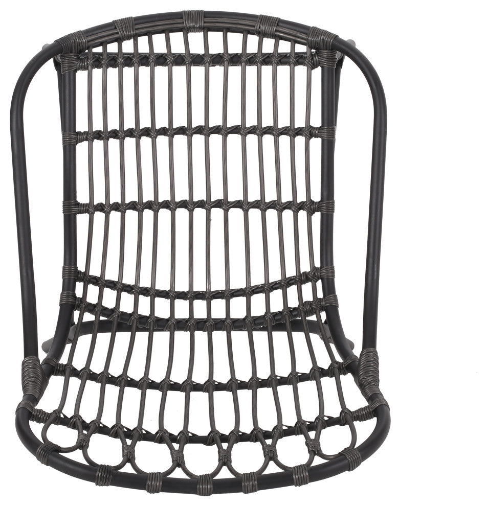 Barrister Outdoor Wicker Accent Chairs, Set of 2, Dark Gray