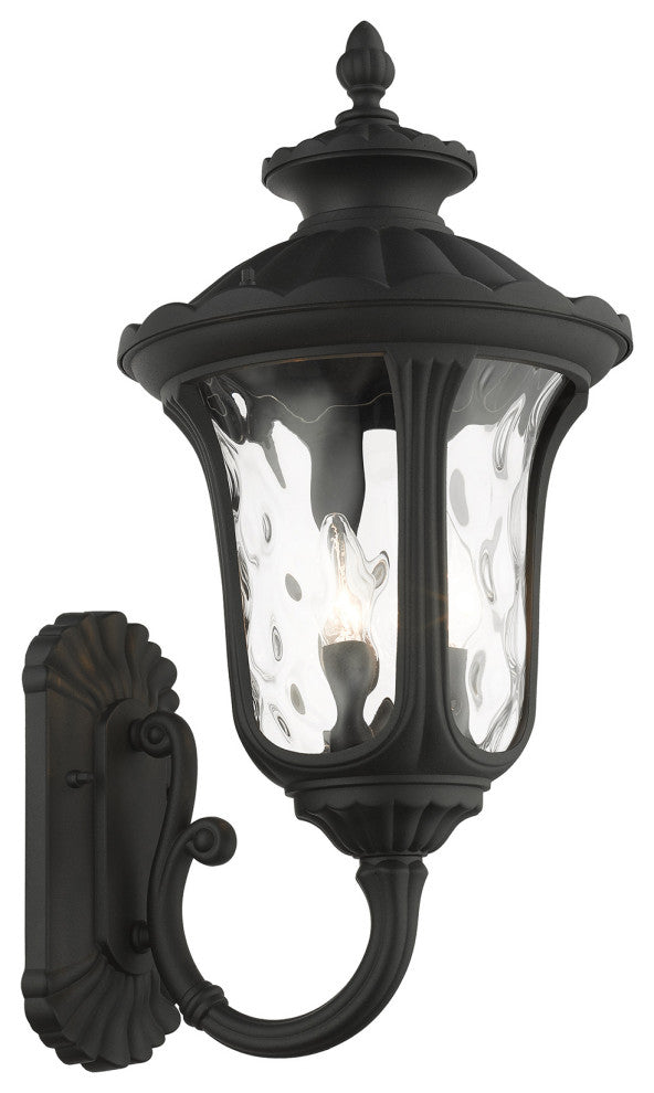 Textured Black Traditional, Victorian, Sculptural, Outdoor Wall Lantern