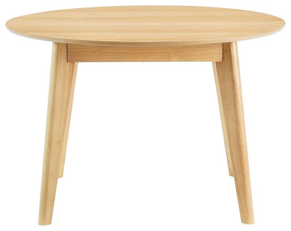 Modway Vision 45" Round Wood Dining Table with Tapered Legs in Oak