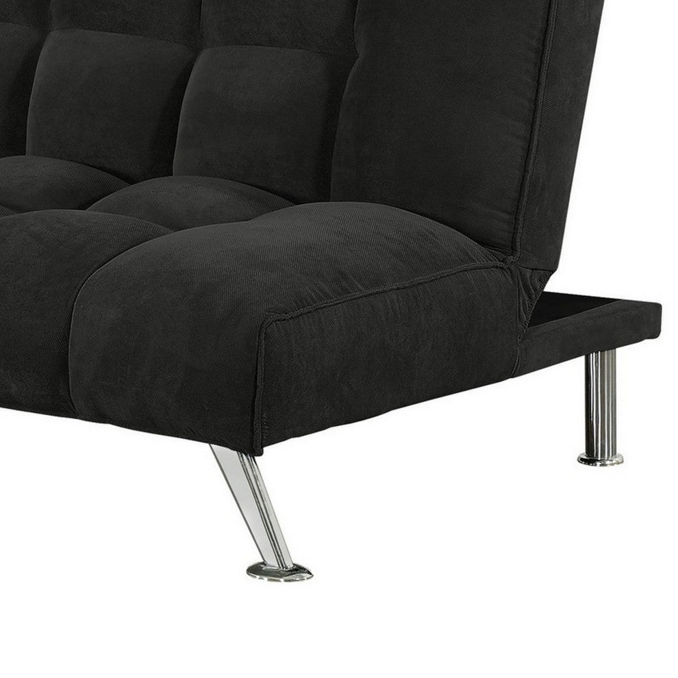 Benzara BM286431 Sofa Bed, Pocket Coils and Spring, Stylish Tufted Black Fabric