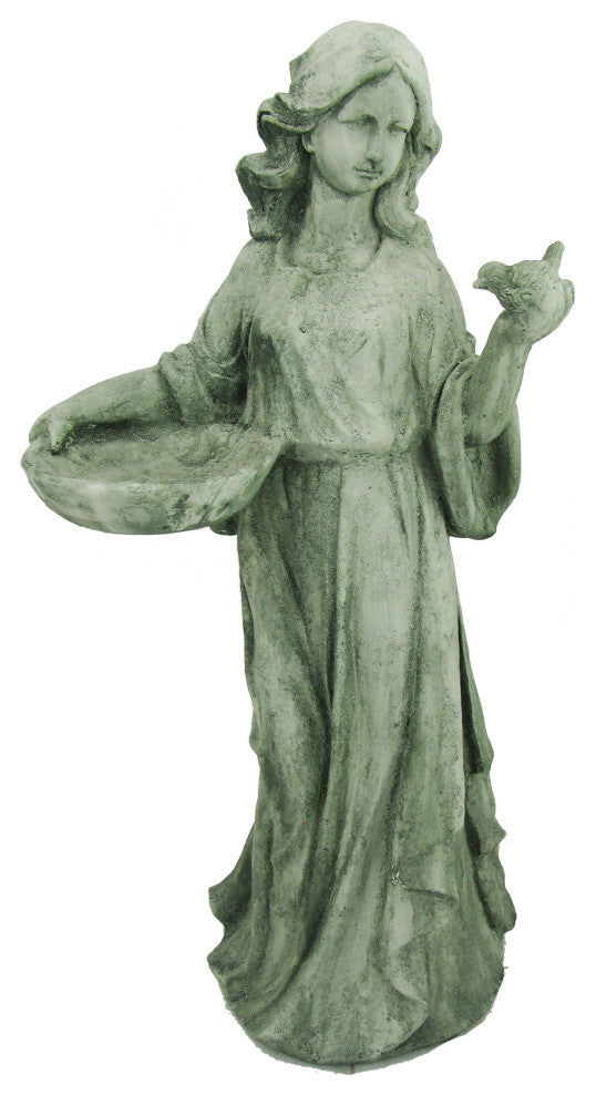 38" Tall Standing Girl with Bird "Holly" Magnesium Statue
