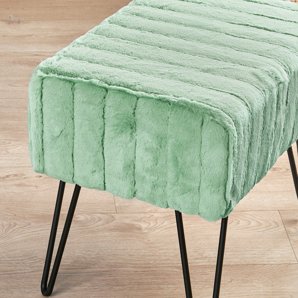 Serenta Super Mink Ottoman, Sea Foam, 19''x13''x17''