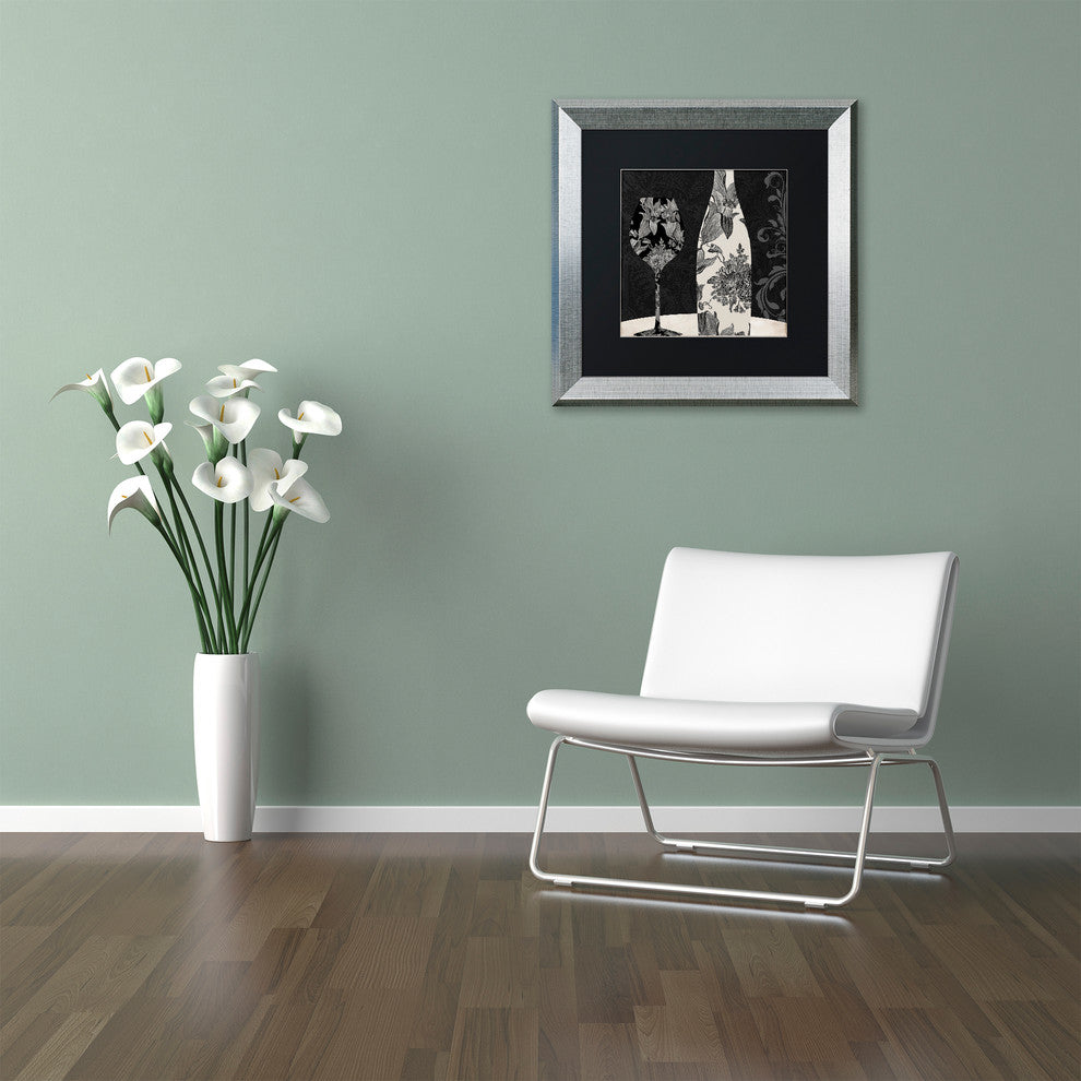 Color Bakery 'Vin Elegant I' Art, Silver Frame, Black Matte, 16"x16"