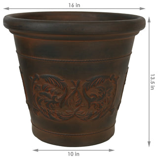 Sunnydaze Arabella Outdoor Flower Pot Planter , Rust Finish, 16", Single