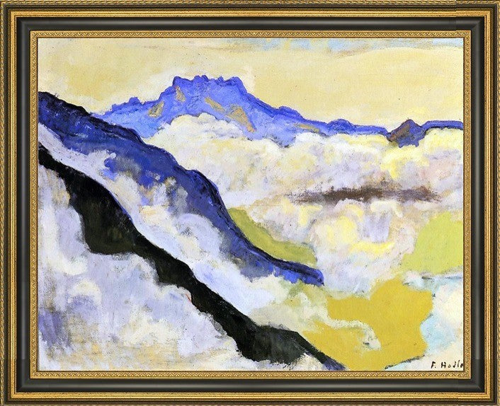 Ferdinand Hodler Dents du Midi in Clouds - 21" x 28" Framed Premium Canvas Print