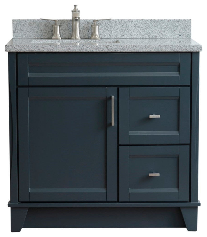 37" Single Sink Vanity, Dark Gray Finish With Gray Granite