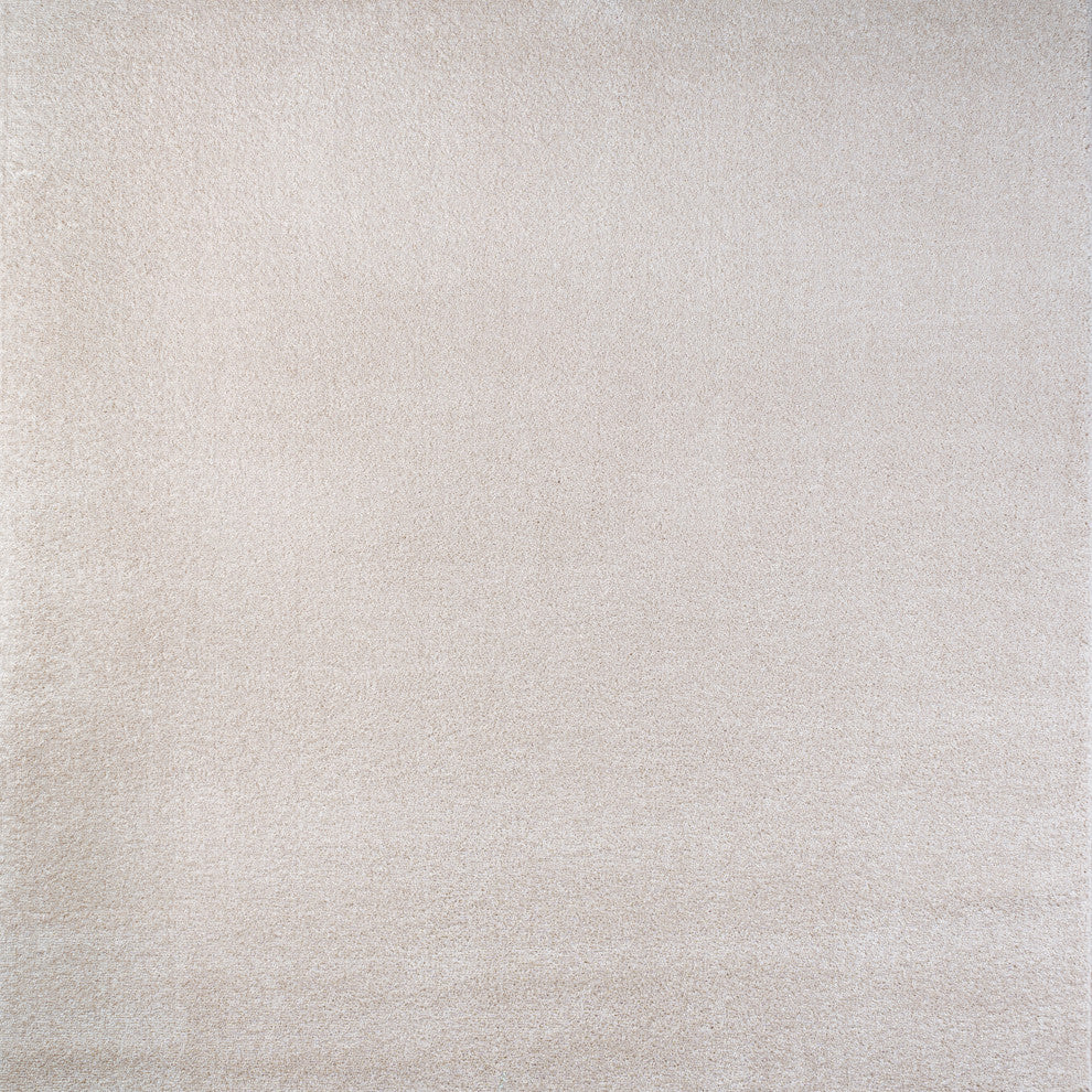 Haze Solid Low-Pile Runner Rug, Ivory, 5' Square
