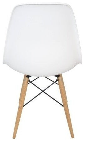 White DSW Midcentury Dining Shell Chairs, Beech Wood Eiffel Legs, Set of 4