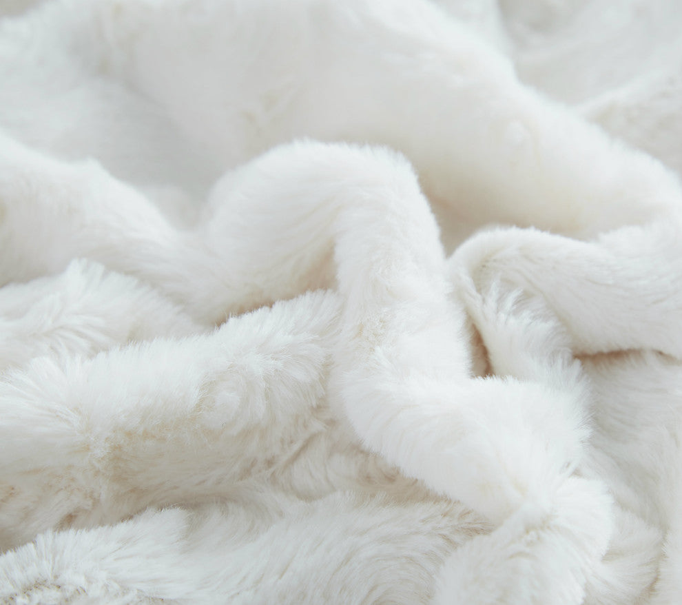 Roses Sherpa Fleece Throw Blanket, White Petal, 90x90