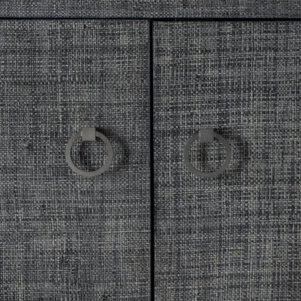 Bar Harbor Raffia 4 Door 70 Sideboard, Charcoal