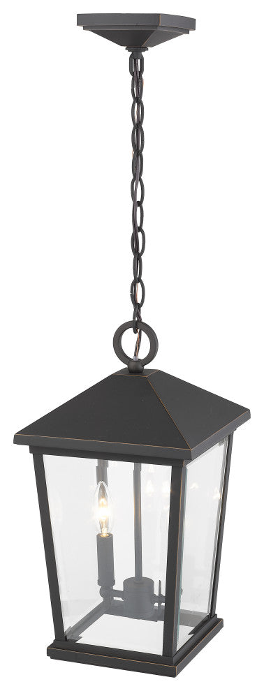 Zlite 568CHB-ORB 2-Light Outdoor Chain Mount Ceiling Fixture, Clear Beveled