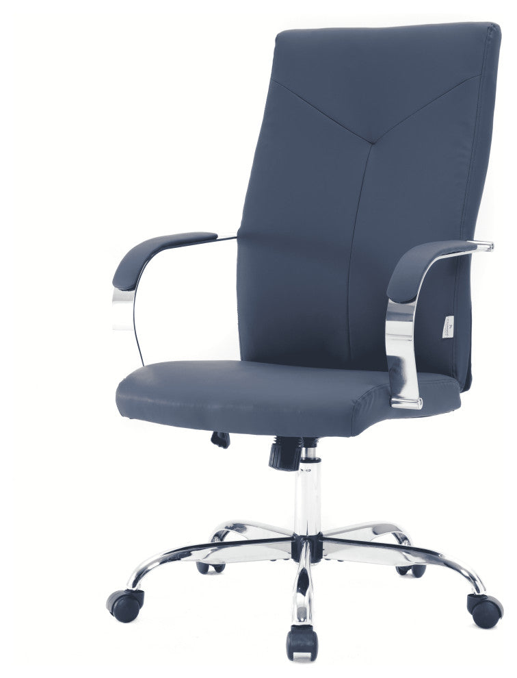 LeisureMod Sonora High-Back Adjustable Leather Conference Chair, Navy Blue