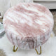 Fauxfur Ottoman Round Fuzzy Entryway Bench, Pink, 18"x18"x18"