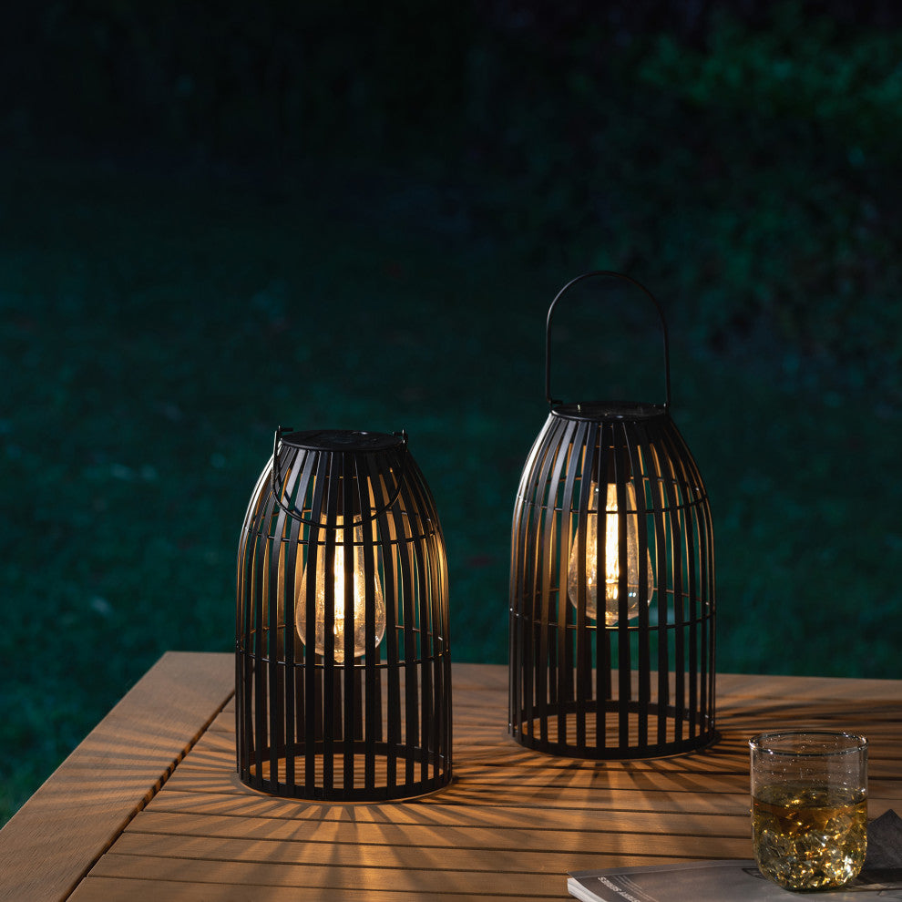 Metal Woven Solar Powered Hanging Lantern, 2-Piece Set