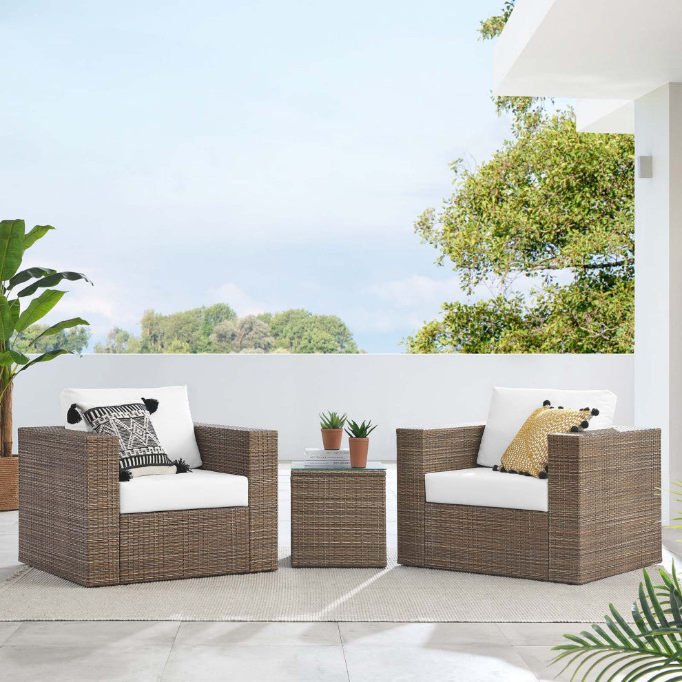 Convene Outdoor Patio Outdoor Patio 3-Piece Furniture Set, Cappuccino White