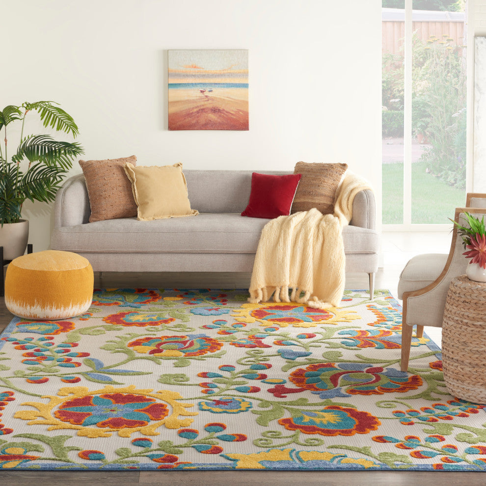 Nourison Aloha 7' x 10' Ivory/Multi Farmhouse Area Rug