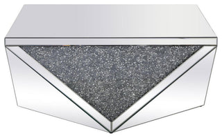 Elegant Modern 38" Square Crystal Coffee Table Silver Crystal