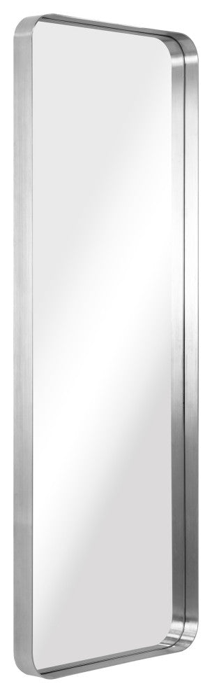 Ultra Stainless Steel Rectangular Wall Mirror, Silver, 18"x48", Brushed