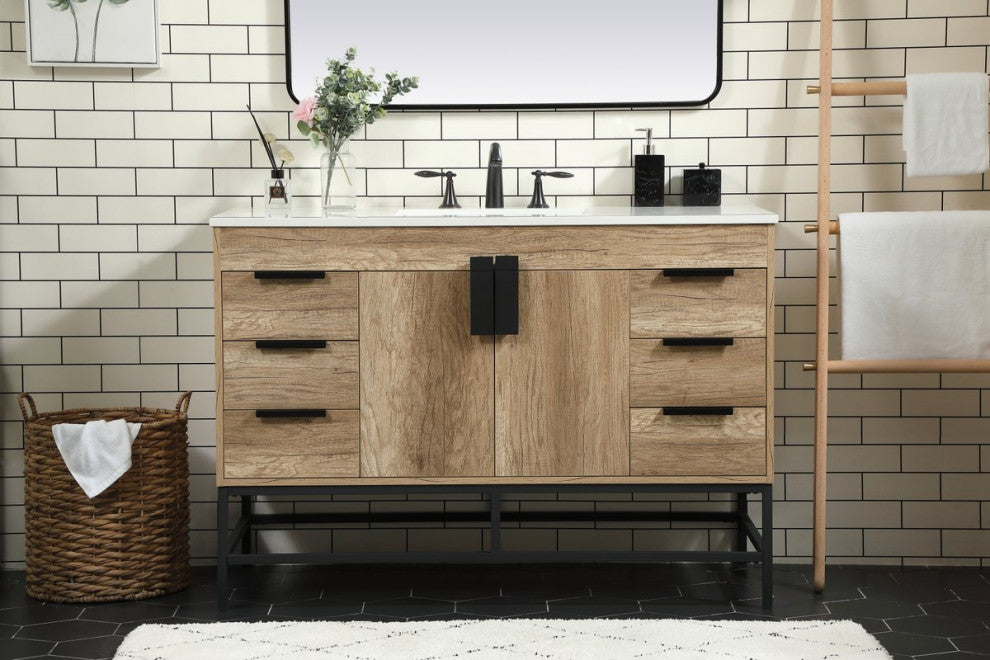 Home Living 22" Modern Natural Oak-Light Bathroom Vanity