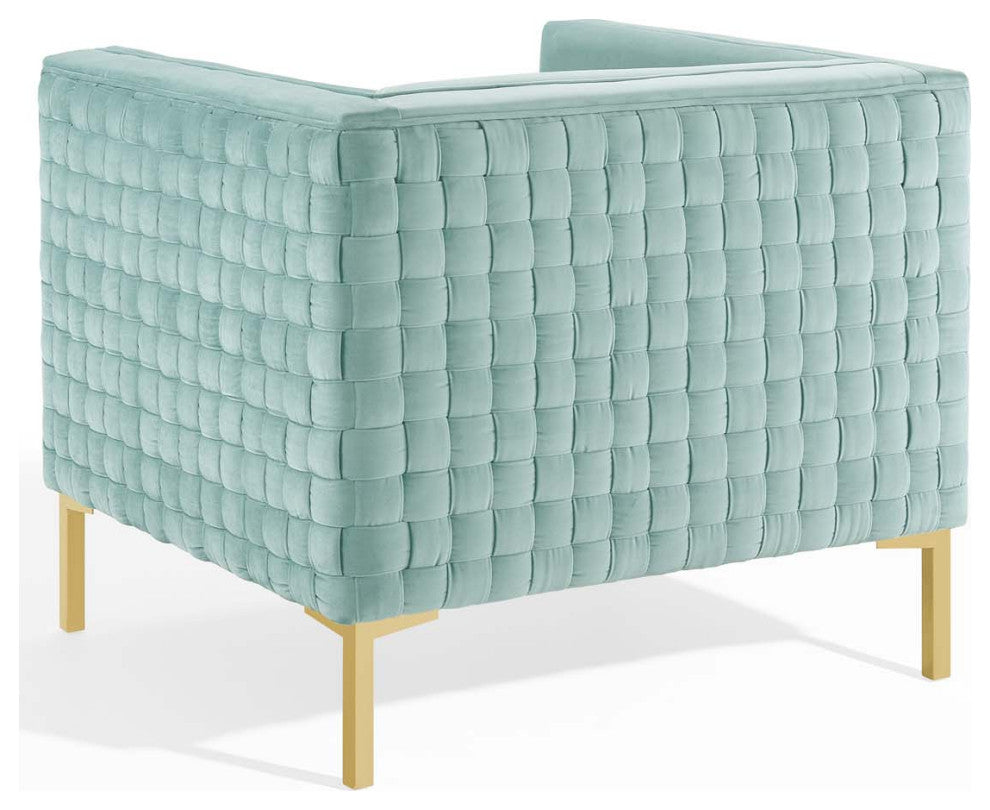 Armchair Accent Chair, Velvet, Blue, Modern, Living Lounge Hotel Hospitality