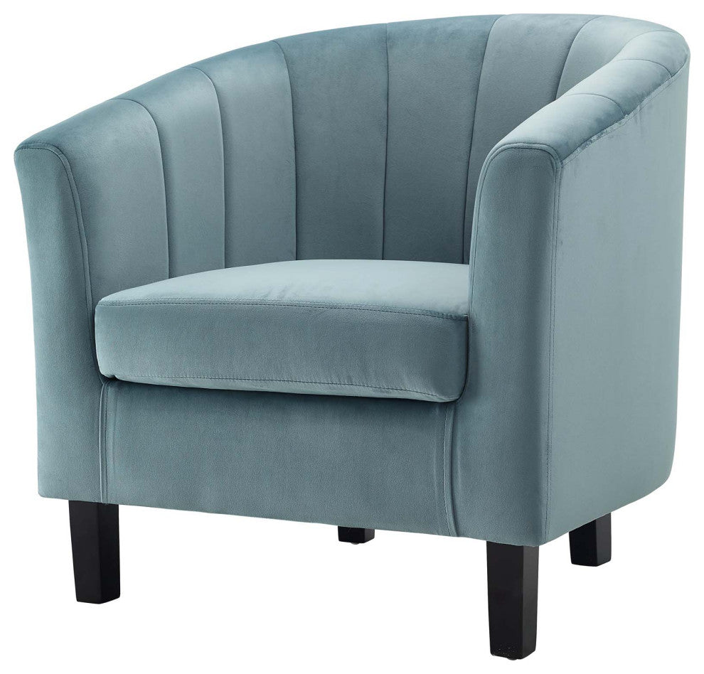 Tufted Armchair and Loveseat Sofa Set, Velvet, Blue, Modern, Lounge Hospitality